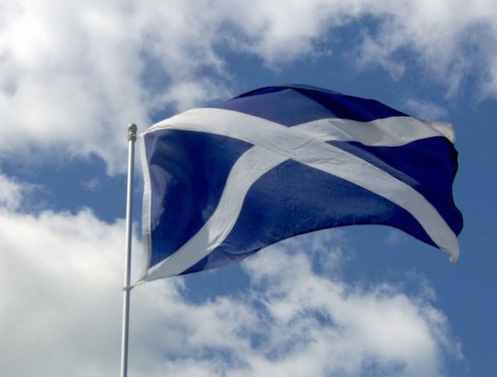 Scottish Flag Blowing In The Wind